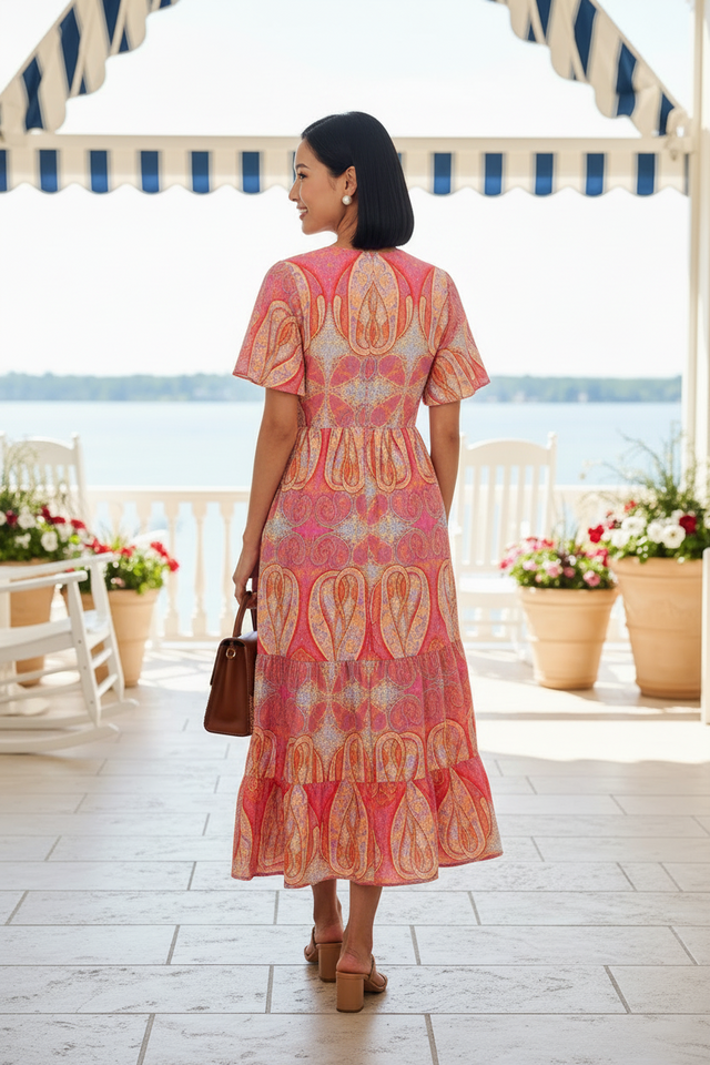 Mid Sleeve Print Dress