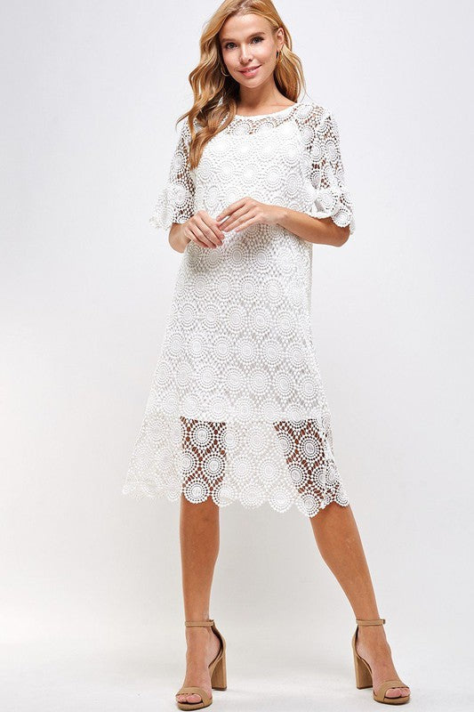 Trumpet Sleeve Lace Dress