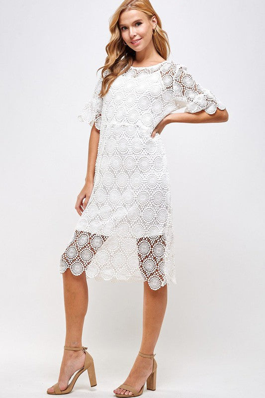 Trumpet Sleeve Lace Dress