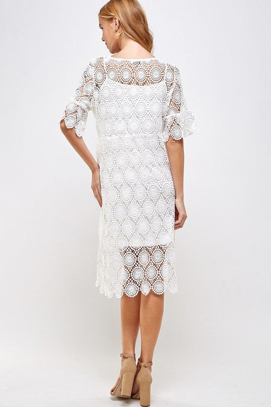 Trumpet Sleeve Lace Dress