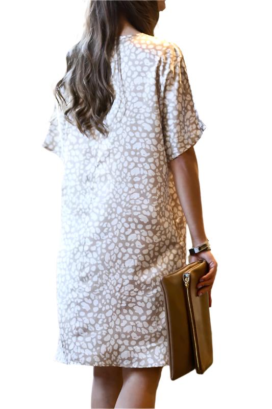 Leopard Printed V-Neck Tunic Dress