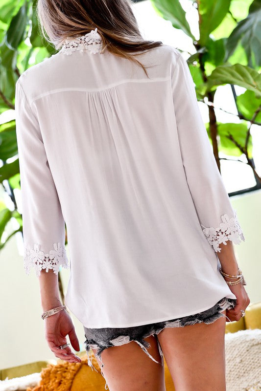 Lace Trim Detail Blouse