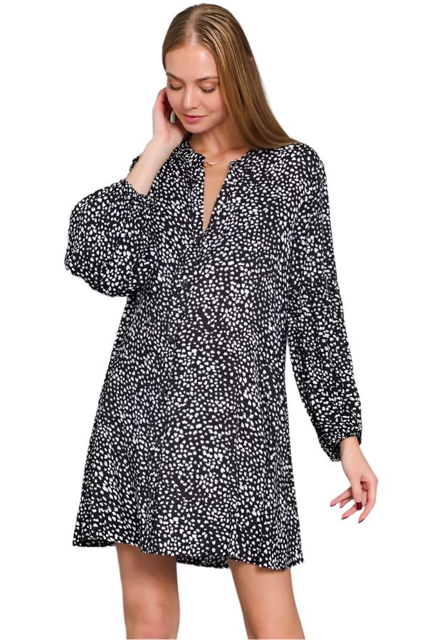 Long Sleeve Button Down Mini Dress