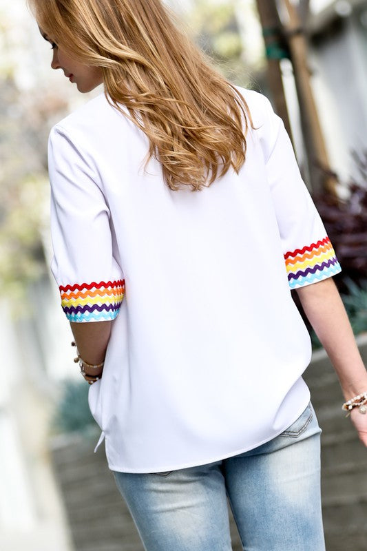 Multi Stripe V-Neck Blouse