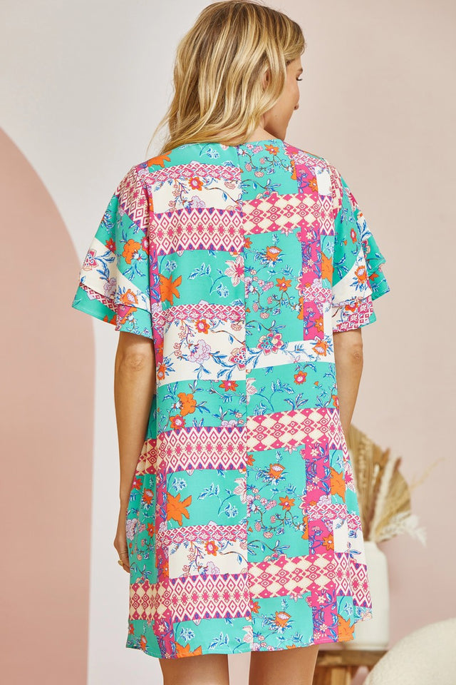 Emerald Magenta Woven Dress