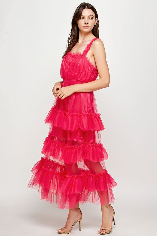 Tulle Tiered Long Dress
