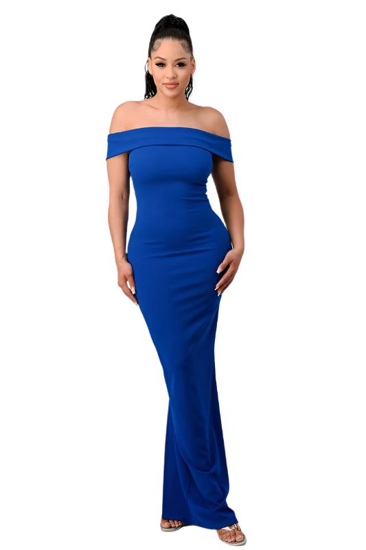 Off the Shoulder Crepe Gown