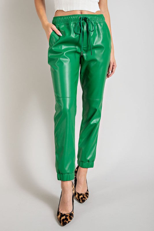 Faux Leather Drawstring Jogger
