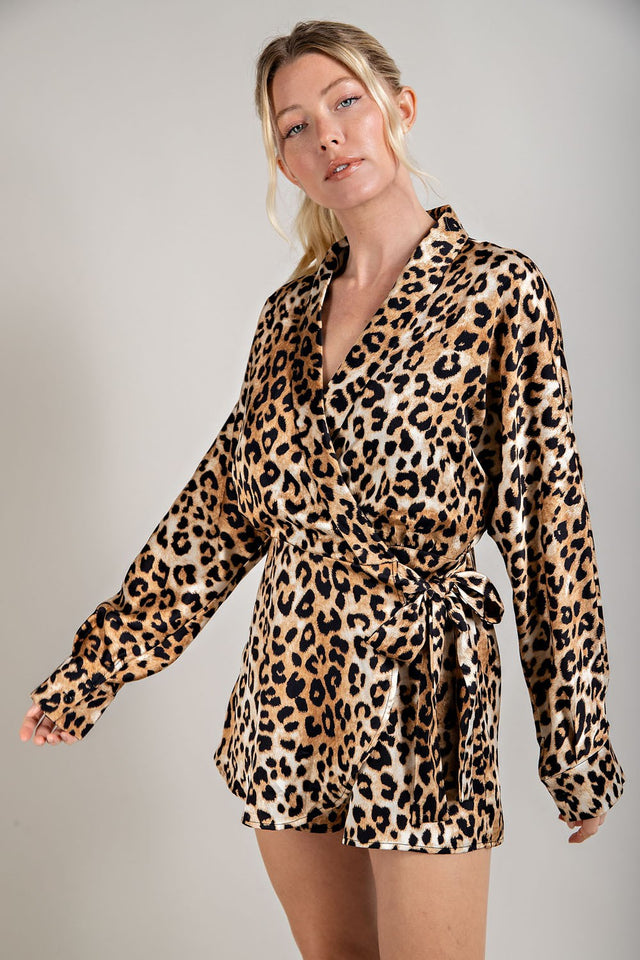 Leopard Wrap Style Romper