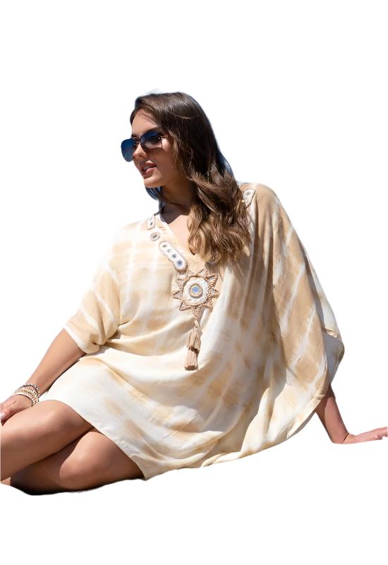 Tie Dye Mirror Embroidery Tassel Tunic