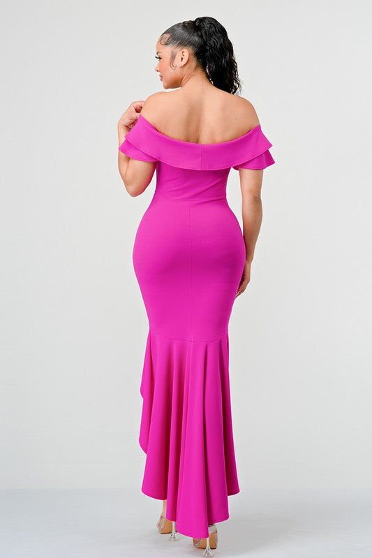 Off the Shoulder High Low Maxi Dress