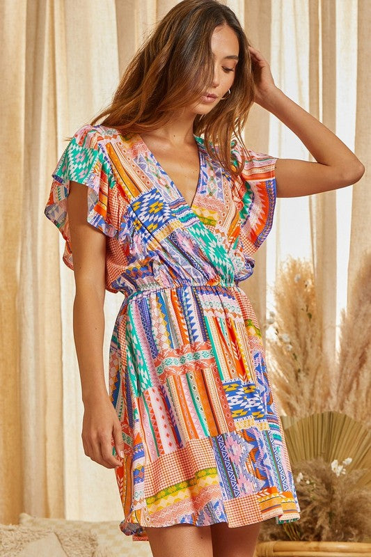 Patchwork Print Dress
