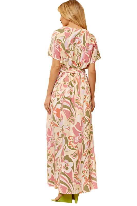 Maxi V Neck Print Dress
