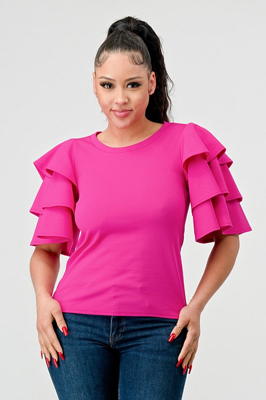 Tiered Ruffle Sleeve Top
