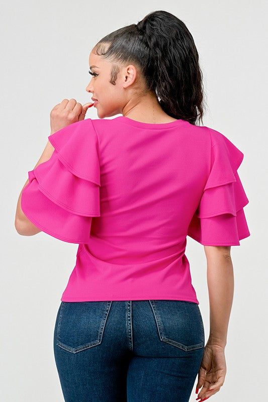 Tiered Ruffle Sleeve Top