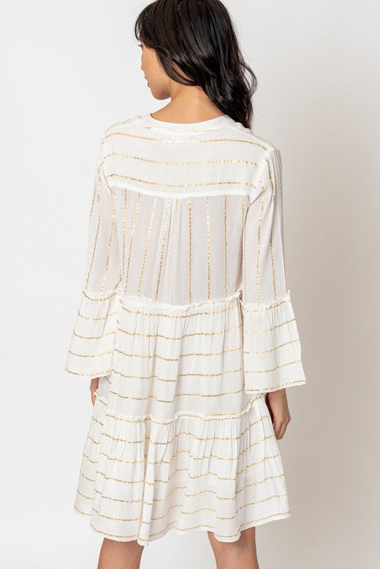 Long Sleeve Lurex Striped Mini Dress