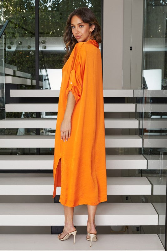 Italian Viscose Button Down Maxi Dress