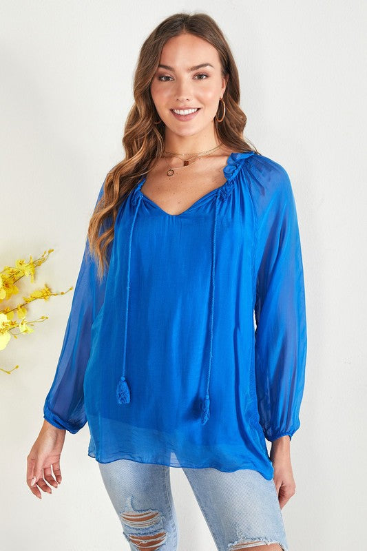 Ruffle Crew Neck Blouse