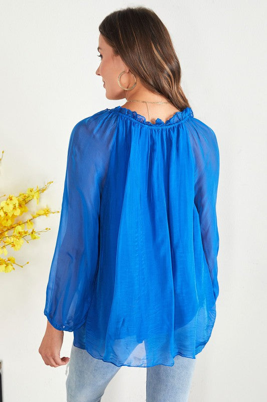Ruffle Crew Neck Blouse