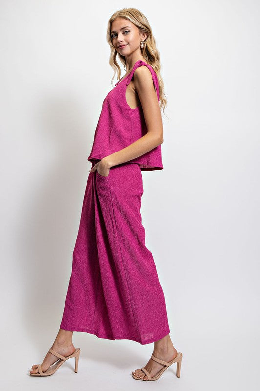 Set Illusion Jumpsuit with Shoulder Tie Detail
