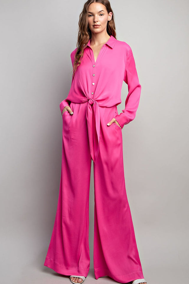 Tie Button Down Jumpsuit