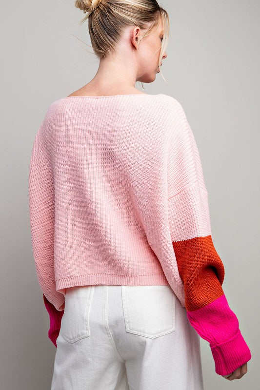 Color Block Long Sleeve Sweater