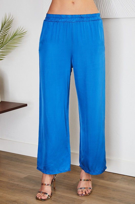 Copy of Elastic Waist Wide Leg Pant in Blue