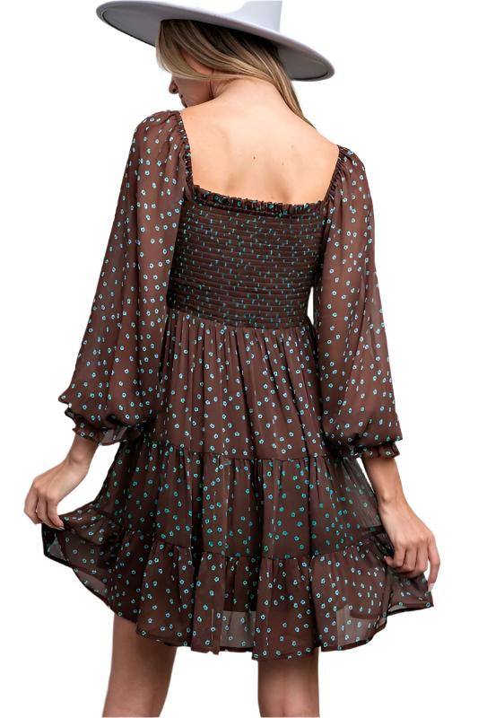 Floral Print Smocked Mini Dress