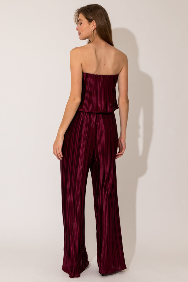 Strapless Plisse Jumpsuit