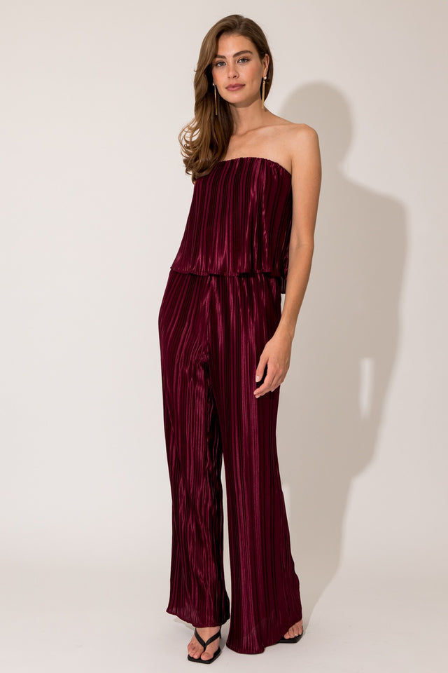 Strapless Plisse Jumpsuit