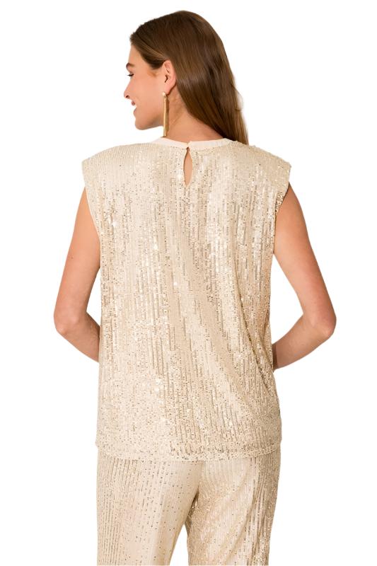 Power Shoulder Sequins Top