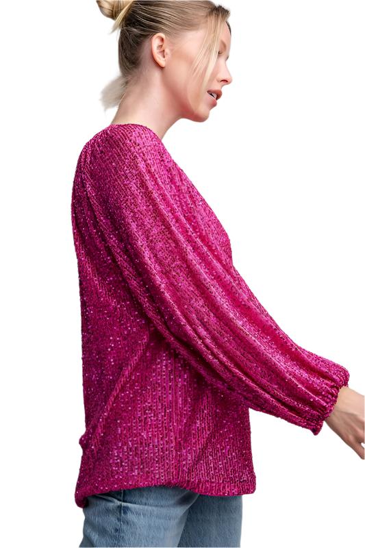 Glitter Keyhole Blouse