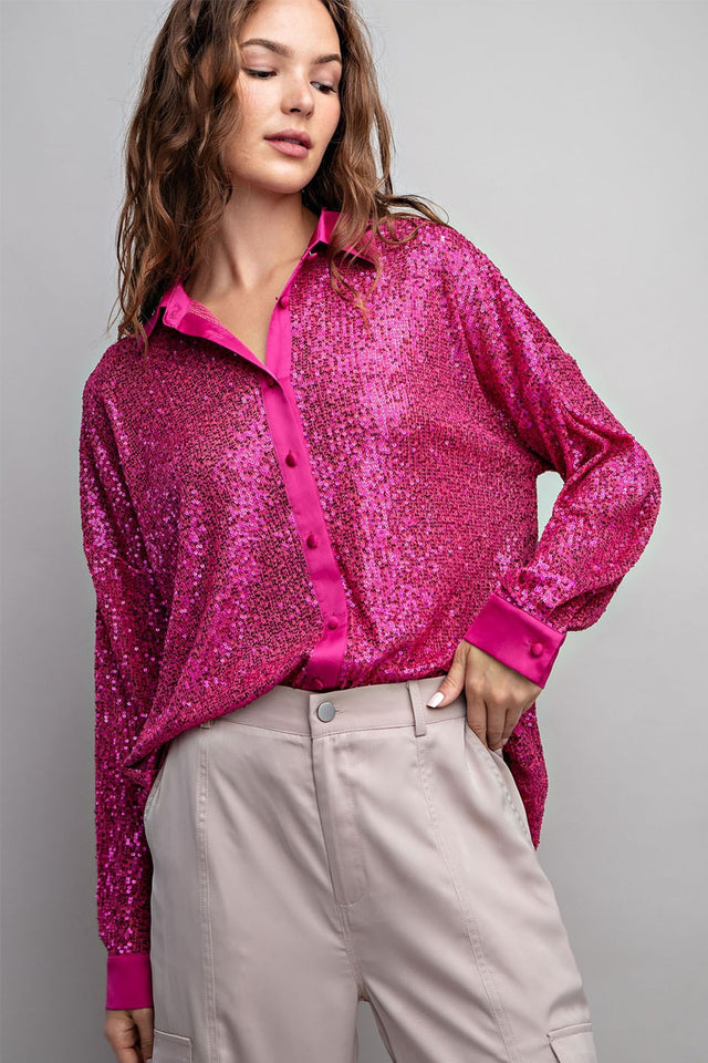 Glitter Button Down Shirt