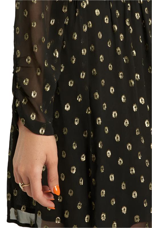 Long Sleeve Lurex Polka Dot Mini Dress