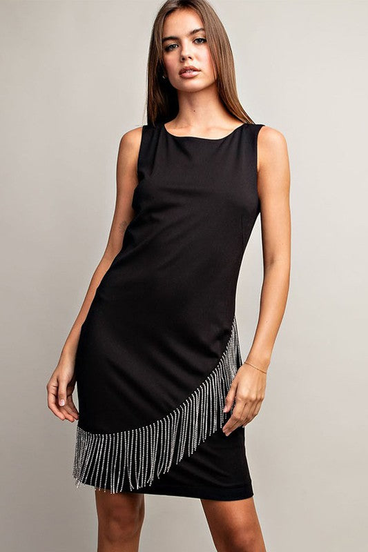 Jewel Fringe Sleeveless Mini Dress