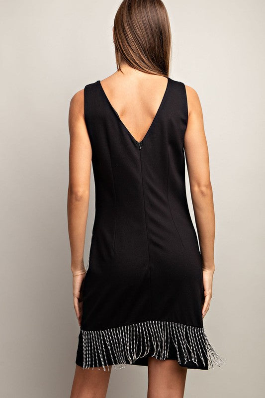 Jewel Fringe Sleeveless Mini Dress