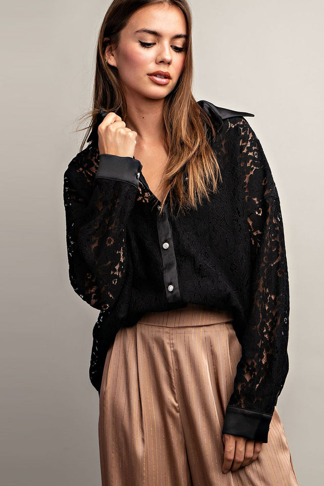Lace Button Down Shirt