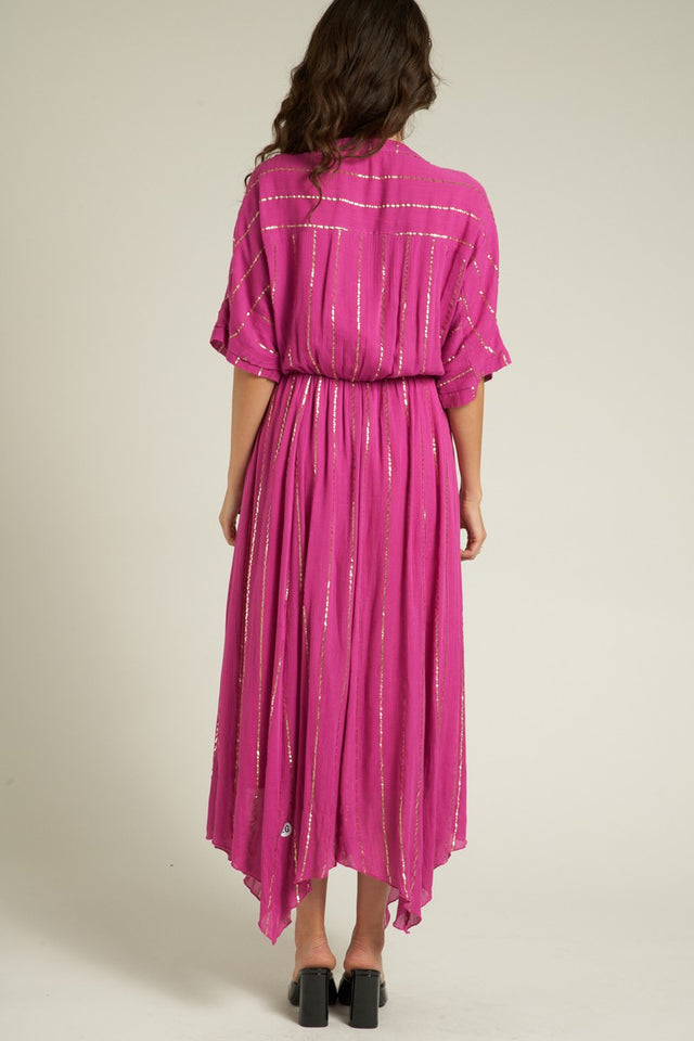 Lurex Striped Sequin Midi Dress