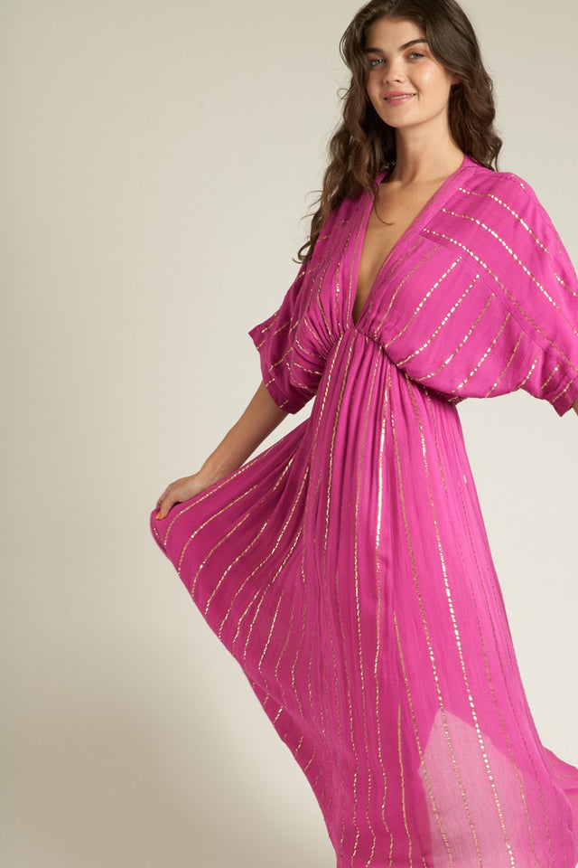 Lurex Striped Sequin Midi Dress