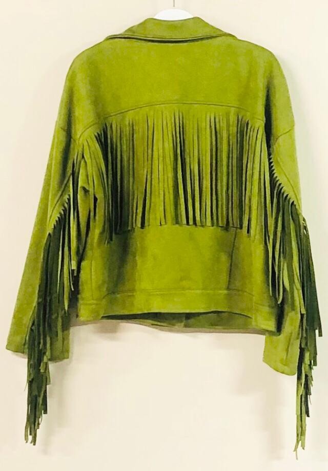 Suede Fringe Sleeve Moto Jacket