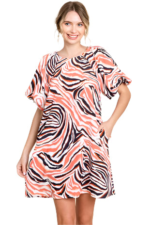 Swirl Print Pocket Dress