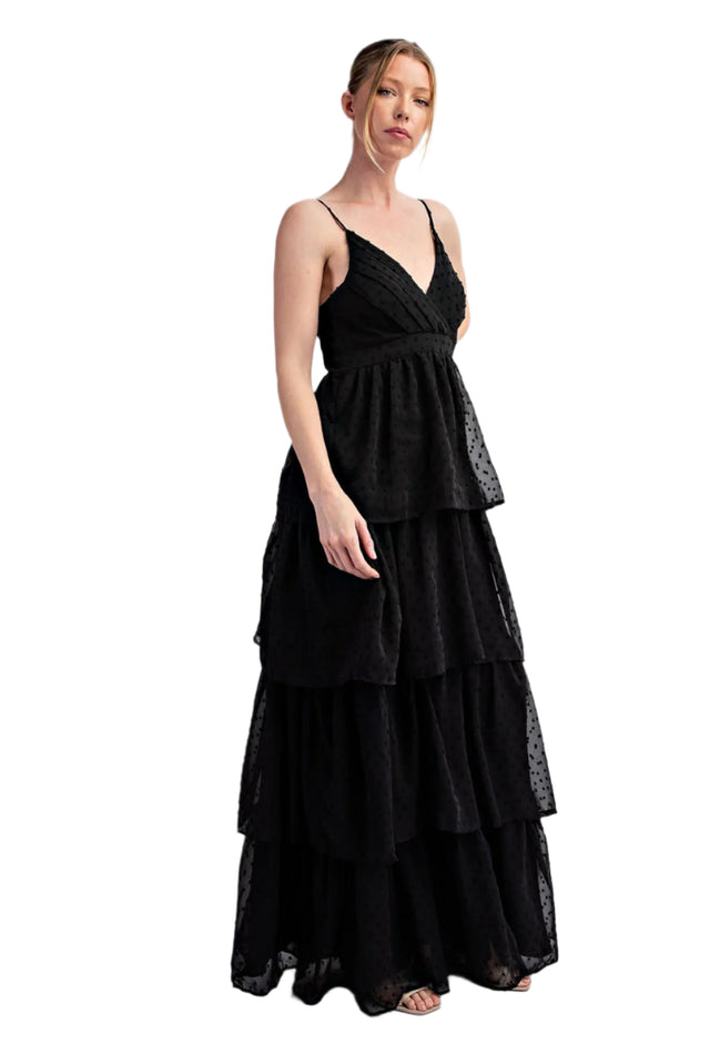 V-Neck Tiered Sleeveless Maxi Dress