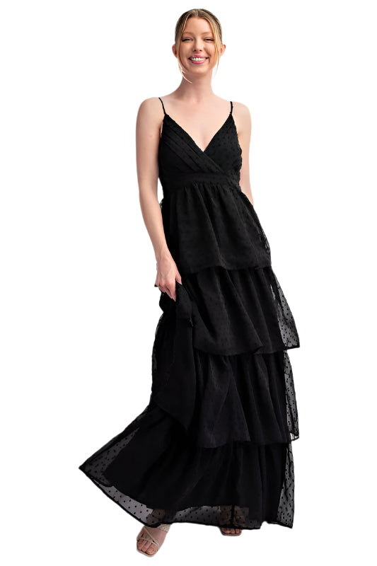 V-Neck Tiered Sleeveless Maxi Dress
