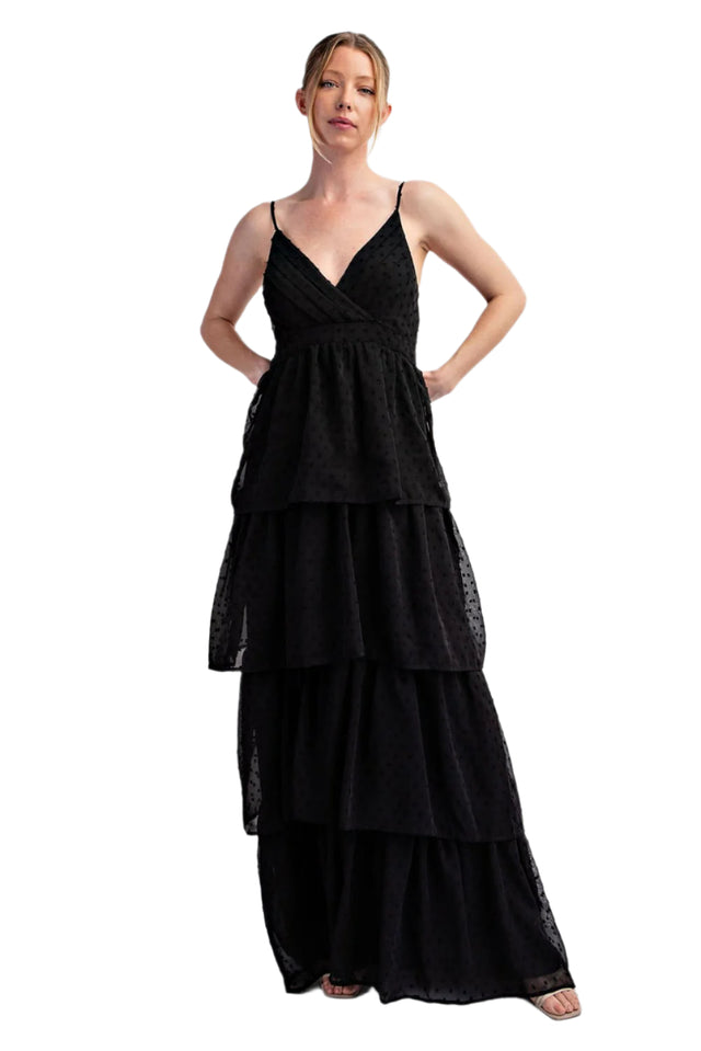 V-Neck Tiered Sleeveless Maxi Dress