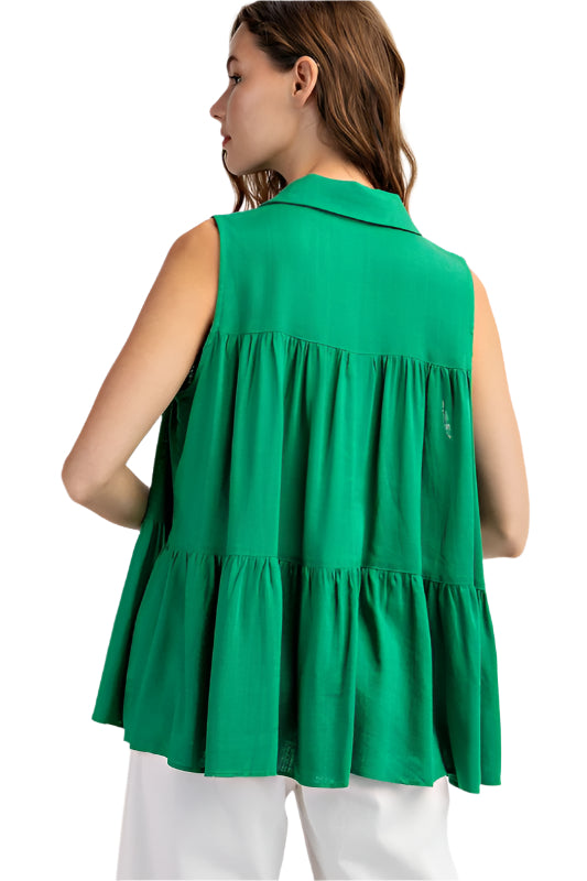 Soft Washed Tiered Sleeveless Top