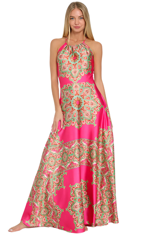 Halter Thin Adjustable Strap Maxi Dress
