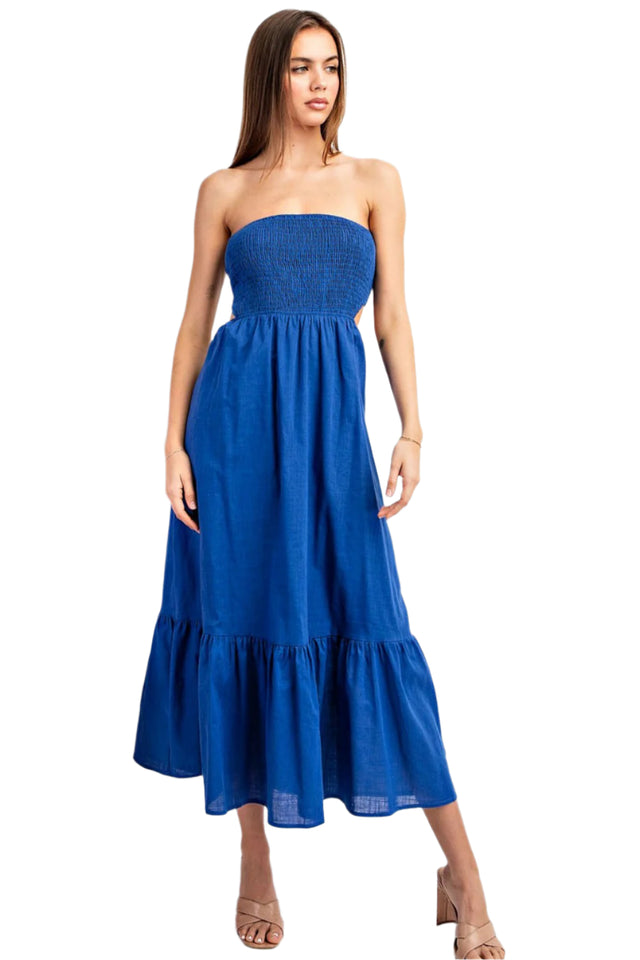 Smocked Open Back Mini Dress