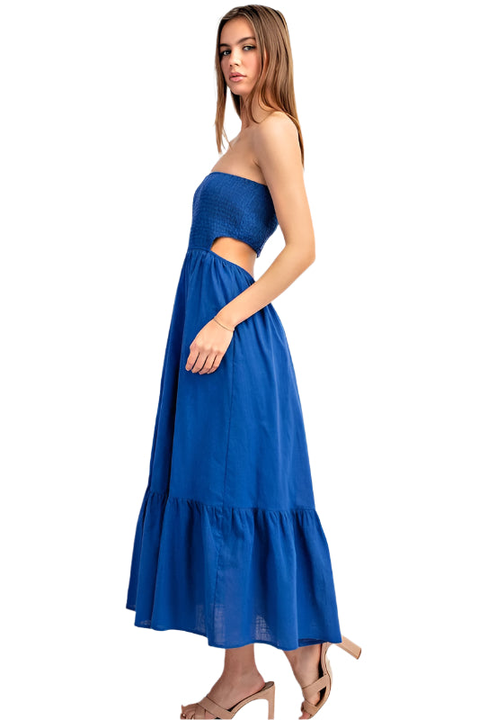 Smocked Open Back Mini Dress