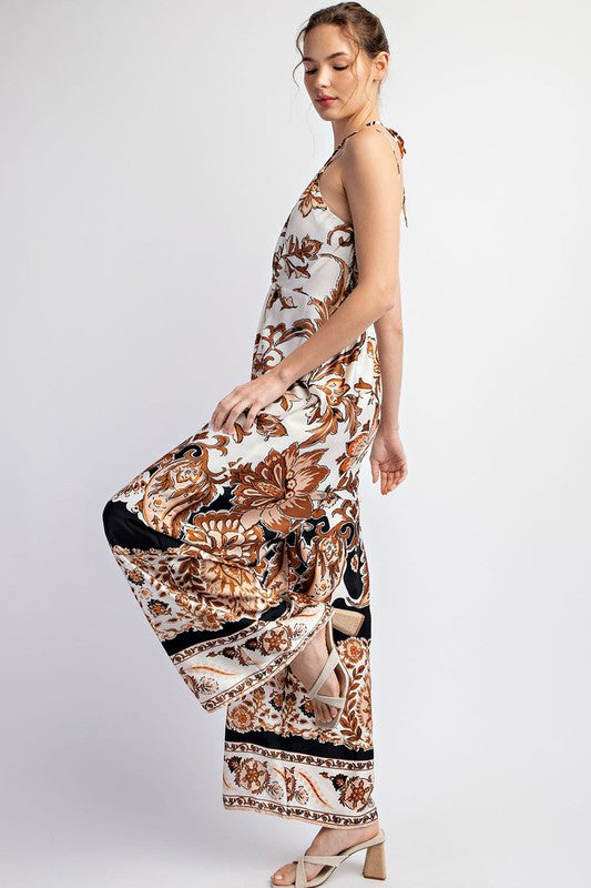 Printed Sleeveless Jumpsuit