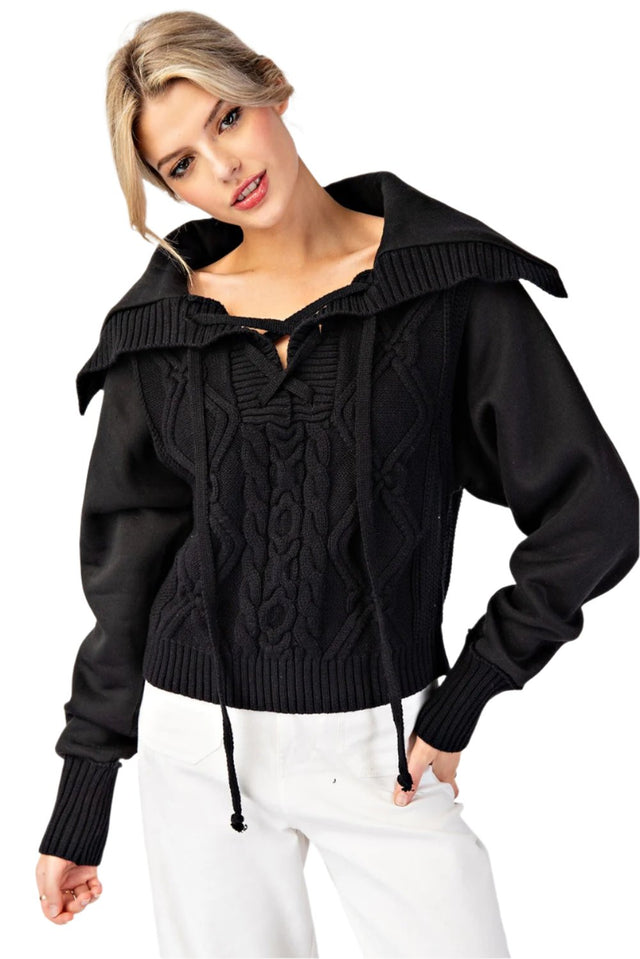 Sailor Cropped Sweater Top